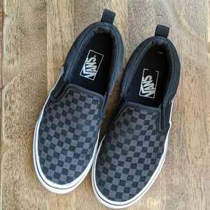 Vans Checker Slip On Low Top Gray Black White Sz 2